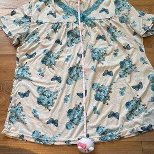 Floral Butterfly Print Top